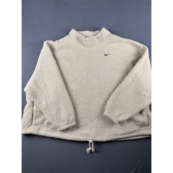 Nike Sweatshirt Womens 3X Beige Therma-FIT Core Cozy DM9493-206 Pullover Teddy - Picture 1 of 7